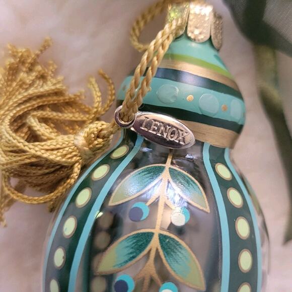 Lenox Handpainted Gems Glass Ornament See Pics for Size Ribbon Tassell - Picture 3 of 9